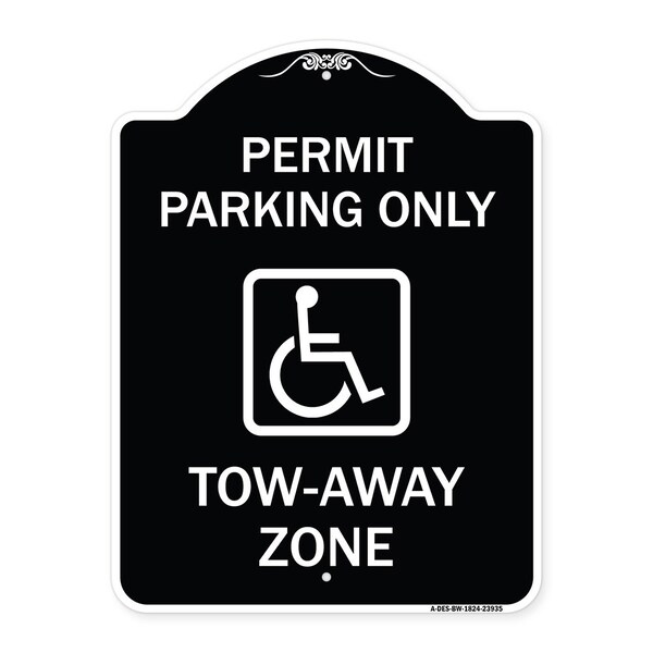 Signmission Georgia ADA Handicapped Parking Accessible Permit Parking Only Tow-Away Zone with Sym, BW-1824-23935 A-DES-BW-1824-23935 - main